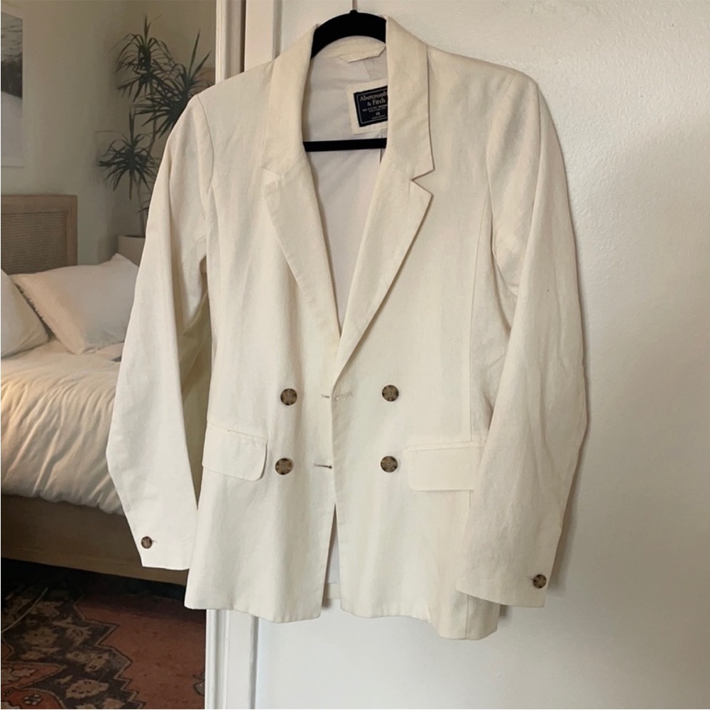 Abercrombie & Fitch Cream Linen Blazer